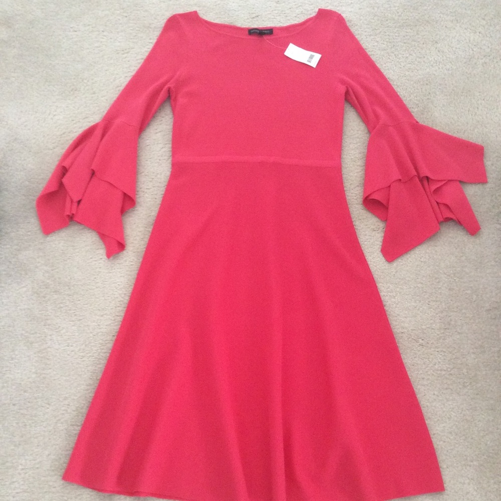 Beautiful coral flare sleeve fit & flare dress